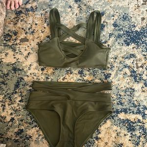 Army green cupshe bikini